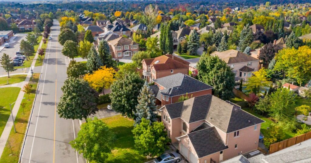Aerial view of Georgia residential neighborhood.