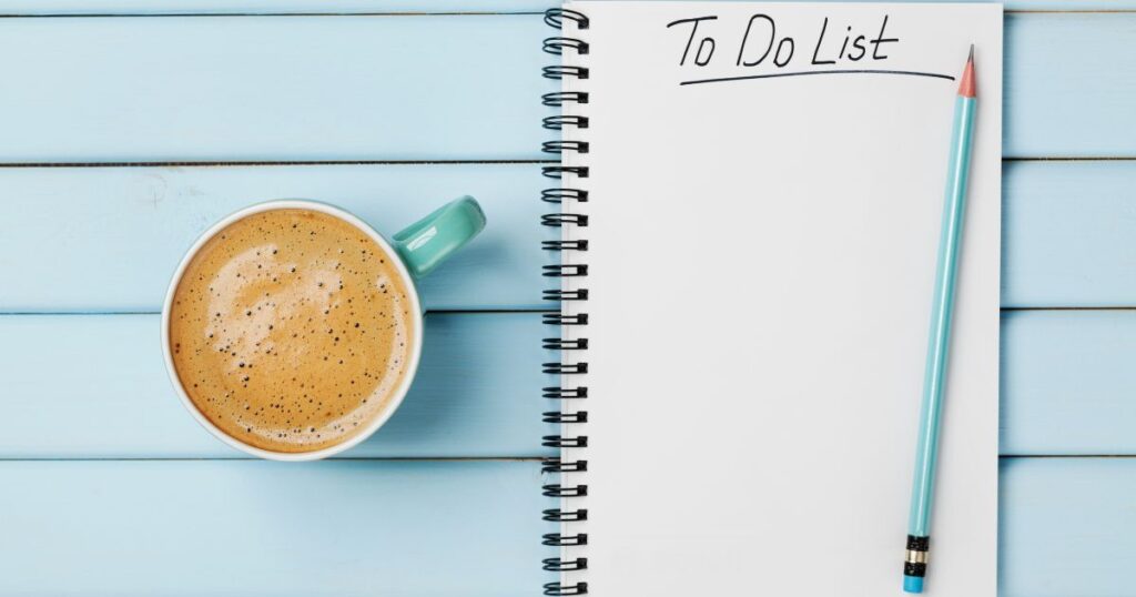 Moving To Do List and a cup of coffee.